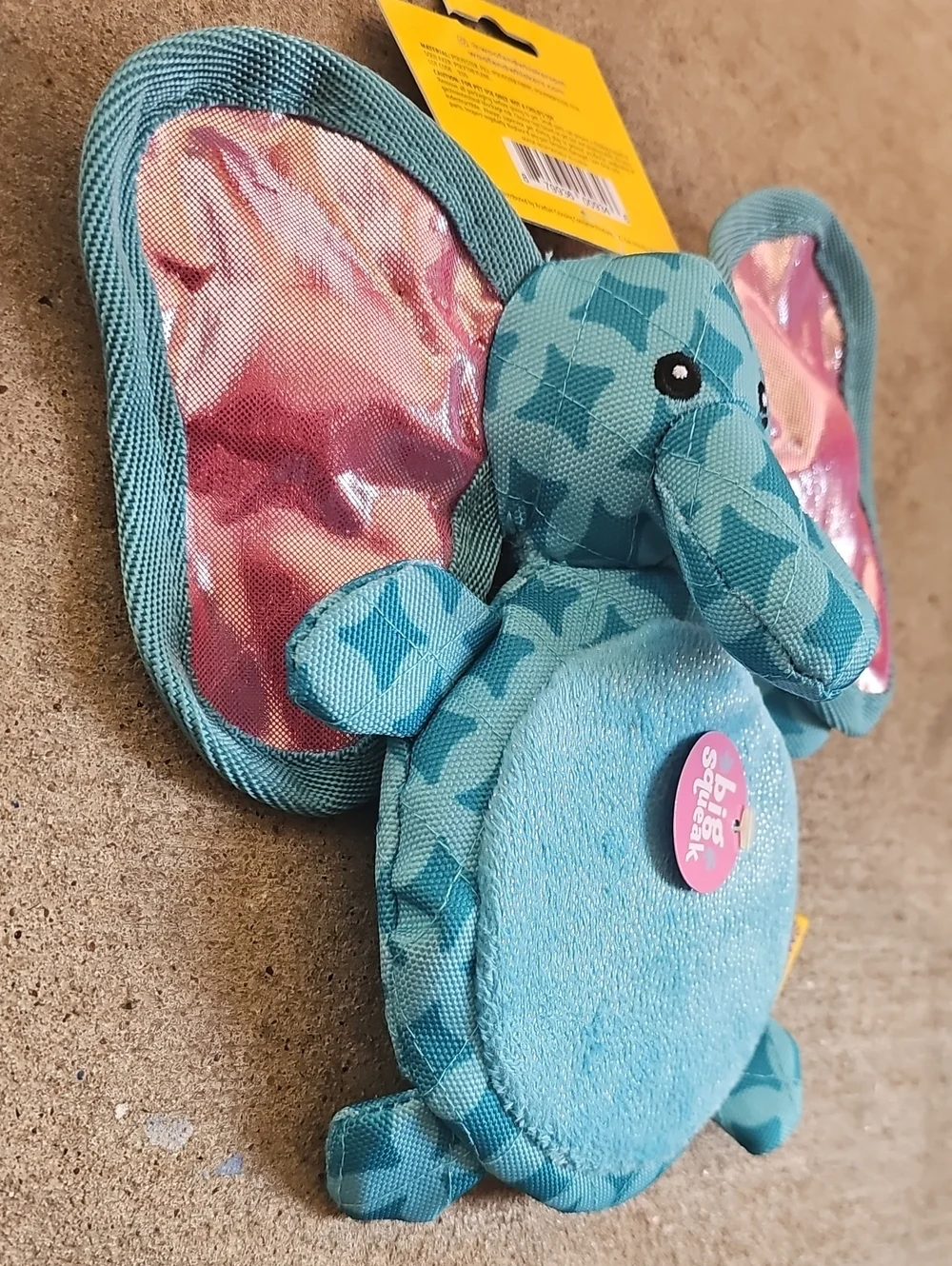 Squeaky Elephant Dog Pet Toy Squeak Crinkles Woof & Whiskers New